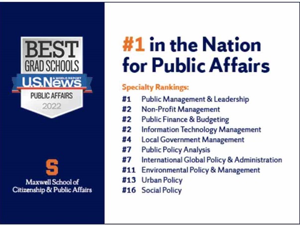 Best Grad Schools listing #1 in nation for public affairs