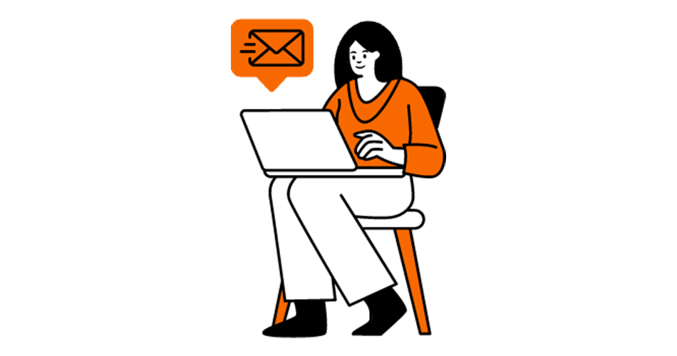 Illustration of a woman on her computer