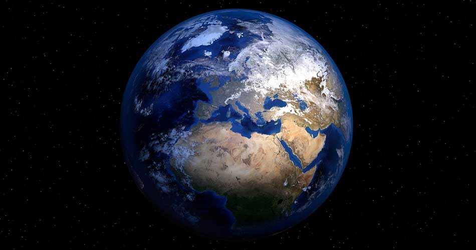 The earth as viewed from outer-space