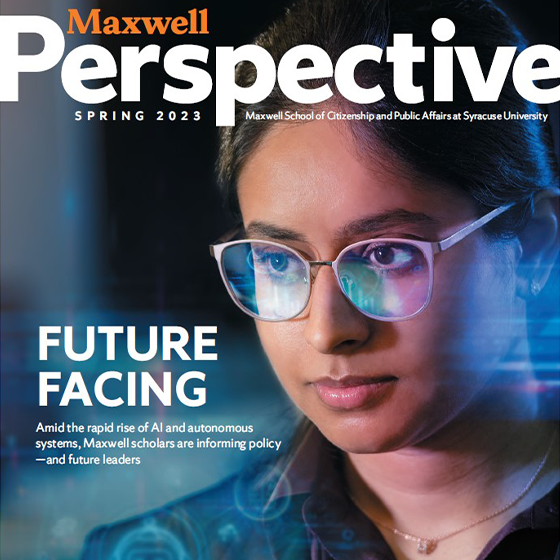 perspective magazine spring 2023 cover girl looking into floating images