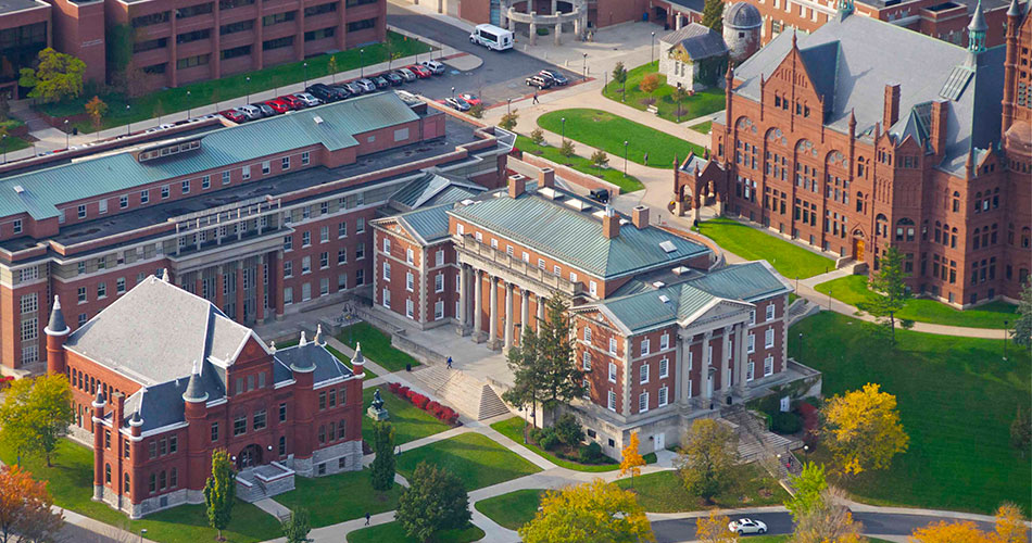 Aerial view of Maxwell and Eggers Halls