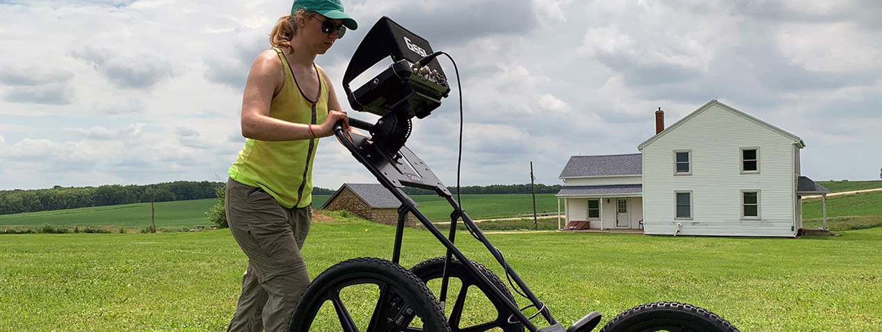 Person using ground radar out in the field