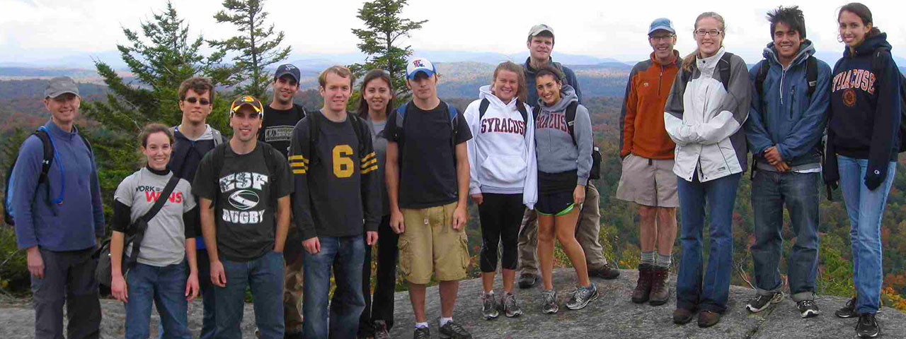 Geography students outdoors on mountain top