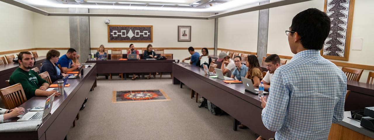 Classroom instruction in Eggers Hall