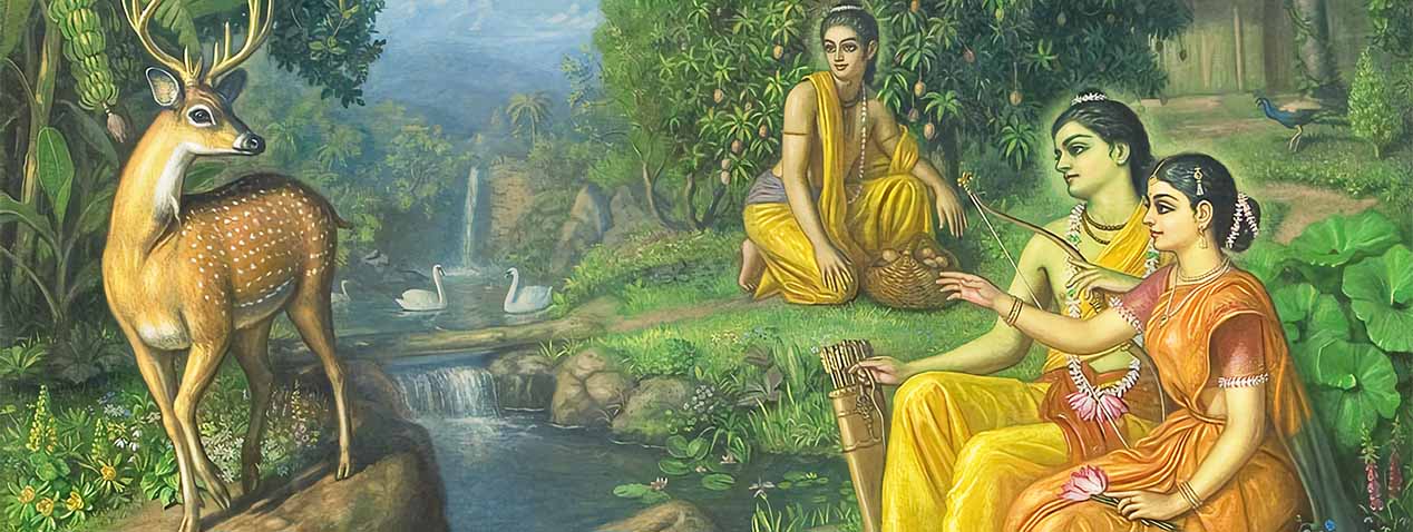 Rama-Sita, Lakshmana in exile in the Dandaka forest