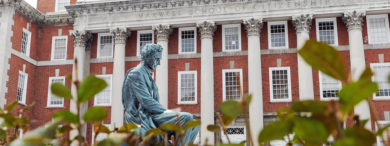 Statue of Lincoln in Maxwell courtyard