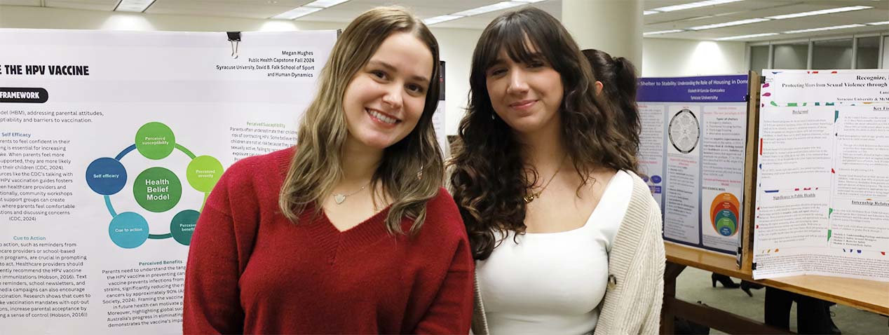Students at senior poster presentation