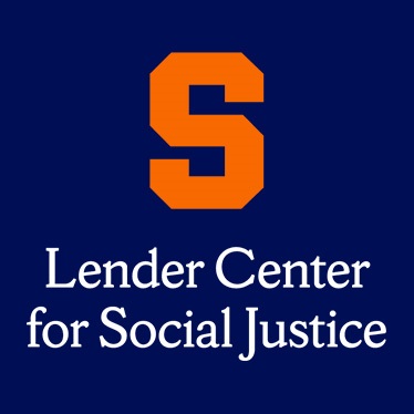 Logo of the Lender Center for Social Justice featuring a large letter 'S' in orange on a navy blue background.