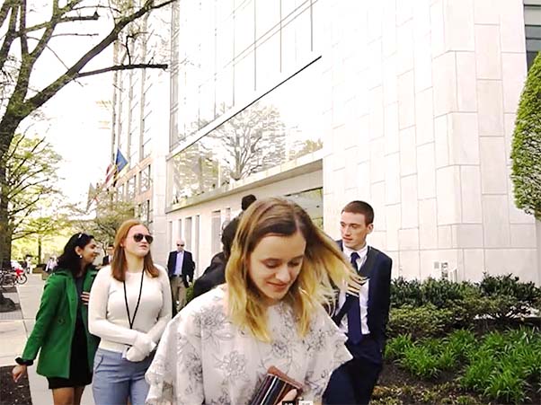 Students walking in Washington DC