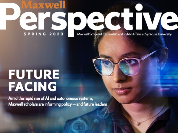 Maxwell Perspective Spring 2023 Cover of girl with light streaks