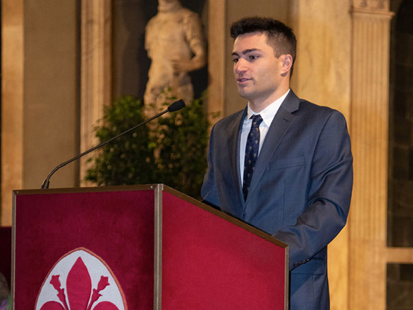 Alessandro Pugliese speaks at City of Florence welcome event