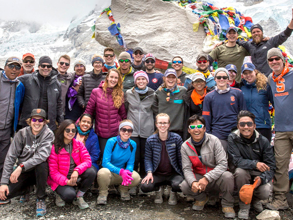 Mount Everest base camp and team