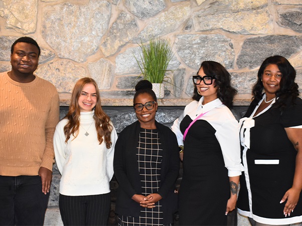 A group of students pose for a photo